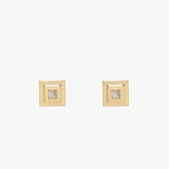 Scattered Gold Bar & Carre Diamond Staircase Earrings